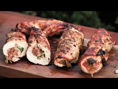 gefüllte Hähnchenbrust vom Grill - Tomate-Mozzarella