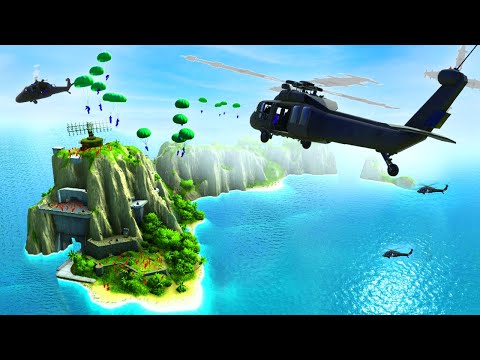 Helicopter Invasion vs NEW Island Fortress Map Battle! | Ravenfield