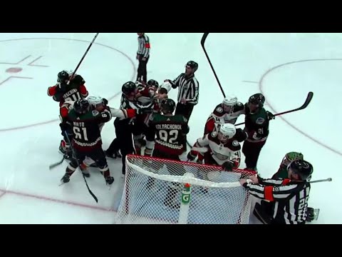 Big scrum between the Anaheim Ducks and Arizona Coyotes