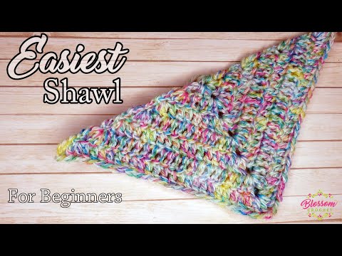 Easiest Crochet Shawl - For Beginners! Step By Step Tutorial