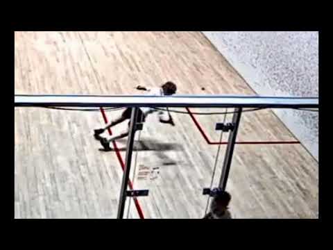 SQUASH. Impressive dive by this 12 year old !