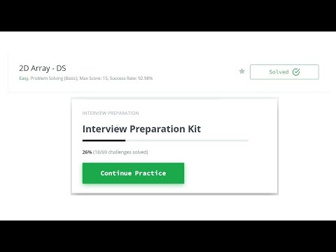 Hackerrank Interview preparation kit series - 2D Array - DS (Ep #1)