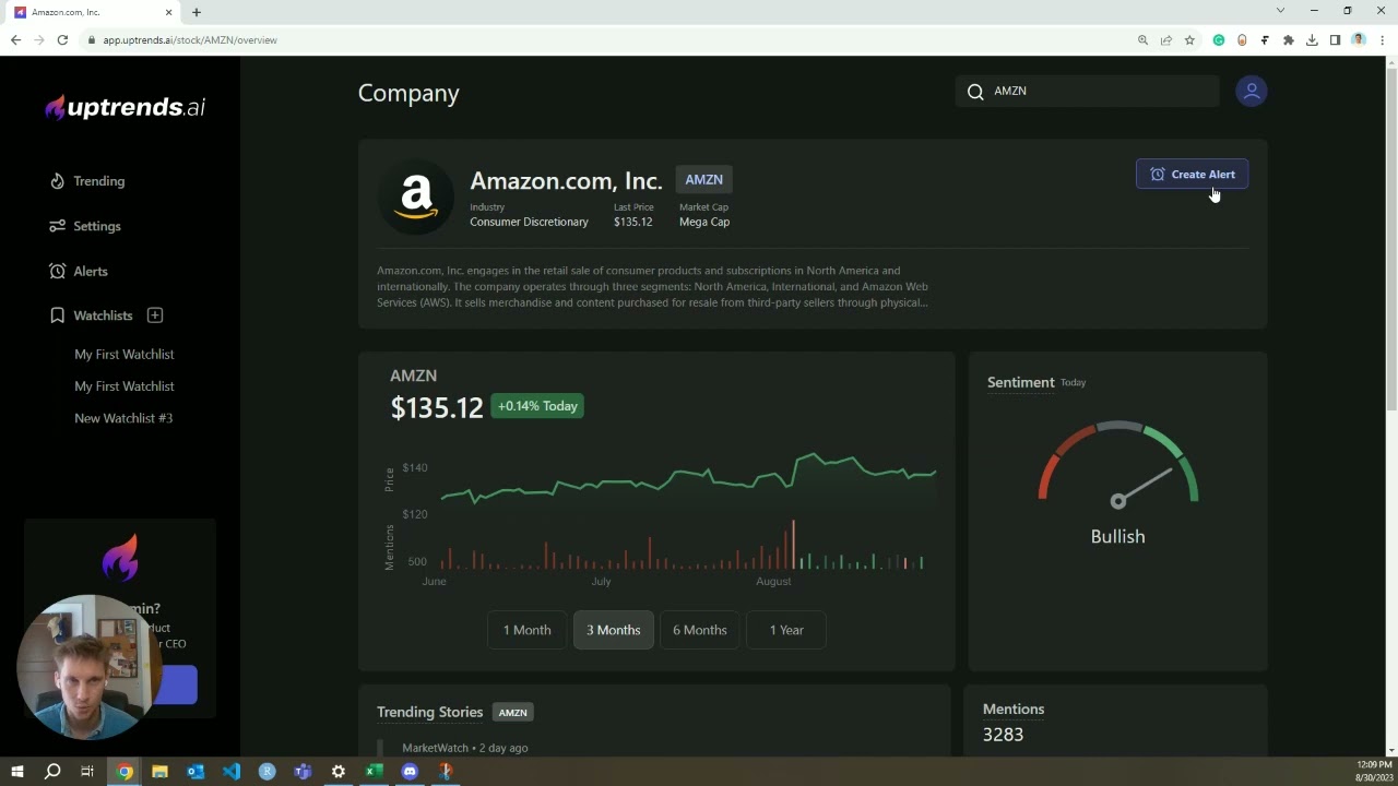 Creating News Alerts on Uptrends.ai