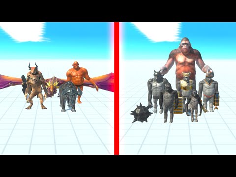 FANTASY Team vs MUTANT PRIMATES Team - Animal Revolt Battle Simulator ARBS