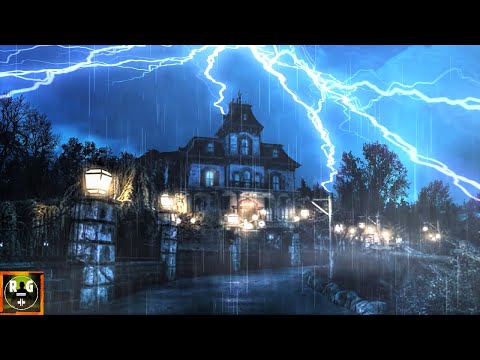 Extreme Thunderstorm on a Haunted Mansion with Rain Sounds, Loud Thunder & Violent Lightning Strikes