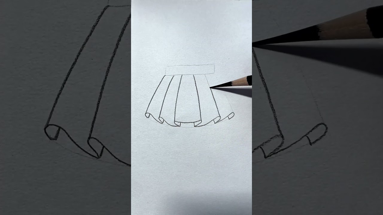 Quick draw a pleated skirt with pencil#short #pencilart #pencil_drawing  #pencil_sketch #quicksketch