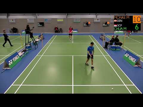 Mads Emil Monke 🇩🇰 - Chua Min Han 🇸🇬, MS, first game, Yonex Dutch Junior International 2023