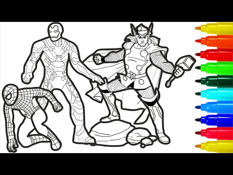 Spiderman Thor Thanos Avengers Coloring Pages  The Marvels Coloring Pages