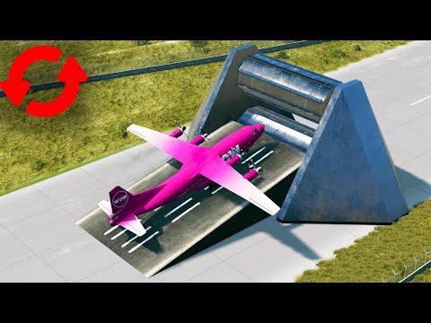 REVERSED Planes vs Spinning Roller – BeamNG Drive