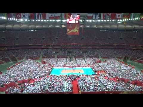 Polish fans sing 'Polska Biało-Czerwoni'/ Poland-Serbia/ Volleyball Men's World Championship 2014