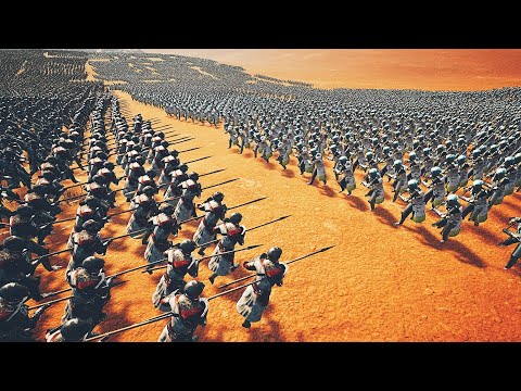 100,000 Spearmen Vs 50,000 Knights | Epic Fantasy Battle Simulator | EFBS
