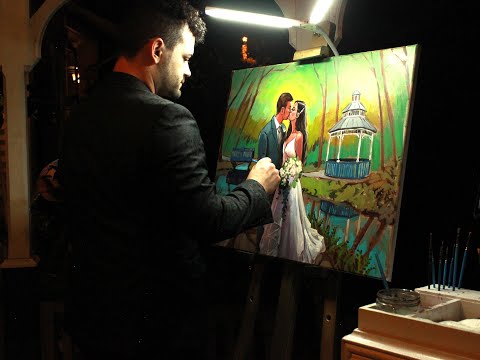 First Kiss Wedding Painting Time Lapse