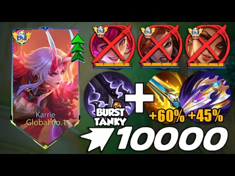 KARRIE BEST BURST BUILD FOR TANKY ENEMIES!!🔥 (INSTANT DELETE BUILD!) - MUST TRY!