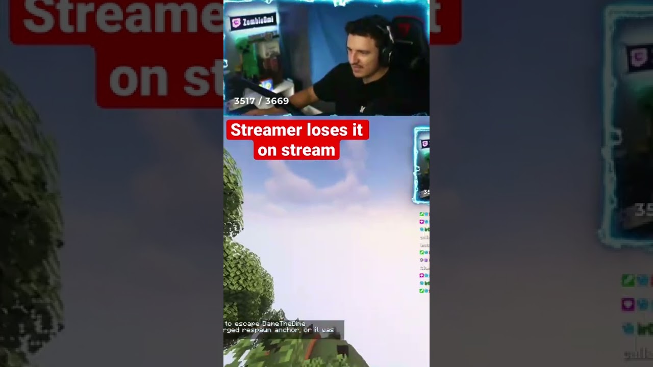 Streamer loses it on stream! #shorts #minecraft #fail