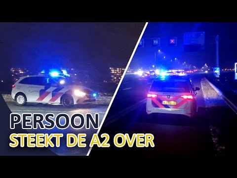 Politie | Man steekt de A2 (snelweg) over | Sneeuw | Team Stichtse Vecht - De Ronde Venen