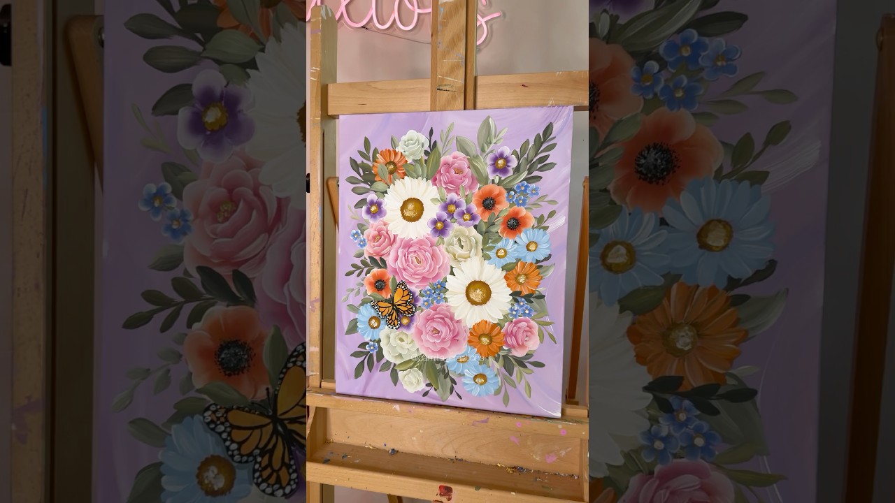 Melukis Buket Warna-warni | CAMILLA CREATIONS #camillacreations #acryliccanvas #painting #artist