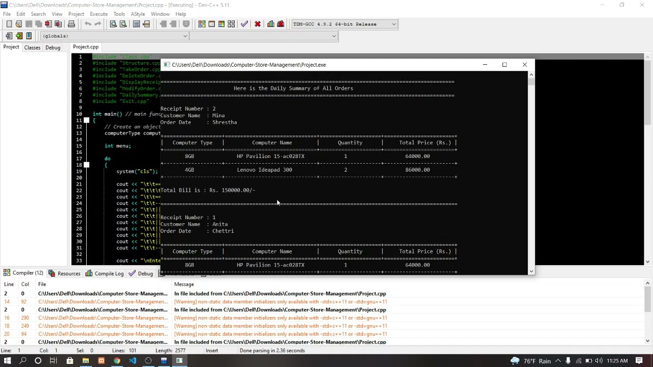 Computer Store Management in C++ with source code | Source Code & Projects