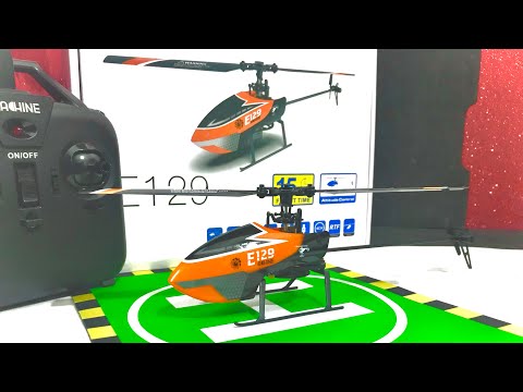 Eachine E129 / altitude hold rc helicopter unboxing/ rtf / flybarless/ 2 speed modes