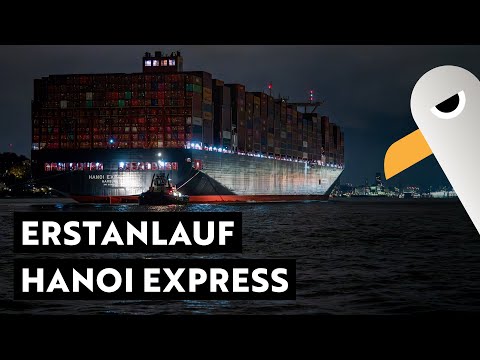 Größtes Containerschiff unter deutscher Flagge ⚓️ HANOI EXPRESS Erstanlauf bei Nacht in Hamburg