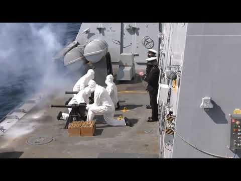 HMS Diamond fires 41-Gun Salute in honour of Prince Philip