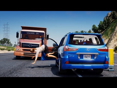 GTA 5 -- PEDESTRIAN vs CAR vs TRUCK CRASHES