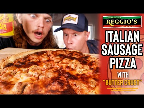Eating Reggio's Italian Sausage "Famous Butter" Crust Pizza Pie 🍕🥧