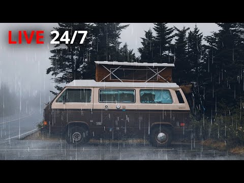 🔴 Rain & Thunder on Motorhome Window | Helps With Sleep, Insomnia, Study, PTSD, Tinnitus