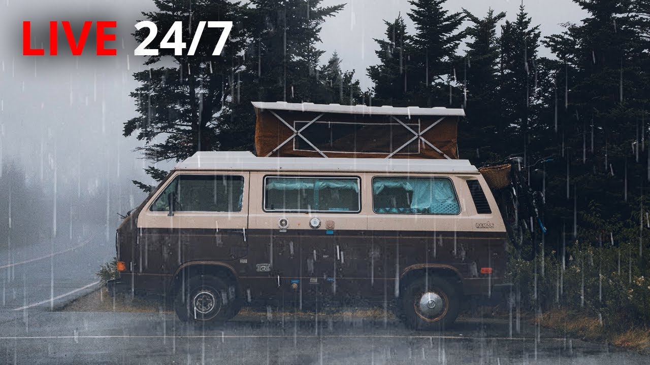 🔴 Rain & Thunder on Motorhome Window | Helps With Sleep, Insomnia, Study, PTSD, Tinnitus