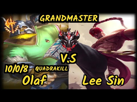 RED Revolta (OLAF) vs LEE SIN - QUADRAKILL 10/0/8 KDA JUNGLE GAMEPLAY - BR Ranked GRANDMASTER