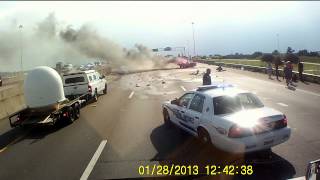 Biloxi, Mississippi I-10 Car Crashes Into Semi, Explosion
