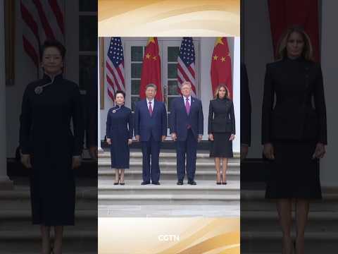 Xi Jinping attends welcome ceremony held by Donald Trump