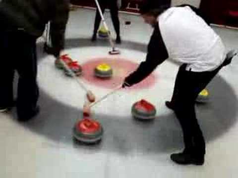 Curling shot - Double take out, well almost