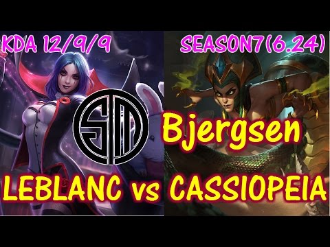 TSM Bjergsen Leblanc vs Cassiopeia / Solo Ranked full game / KDA12-9-9【LOL NA】【Pro Replay】