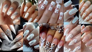 😍💯NEW Nd Classy Medium Size White Acrylic Nail Art TRENDS| Quick Nd Easy Nails Ideas For Cute Ladies