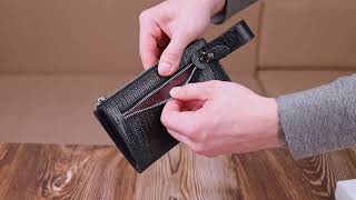 Сучасний складний гаманець із натуральної фактурної шкіри KARYA 21129 чорний