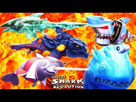 Hungry Shark Evolution - All Level 10 Special Sharks (With Natasha)