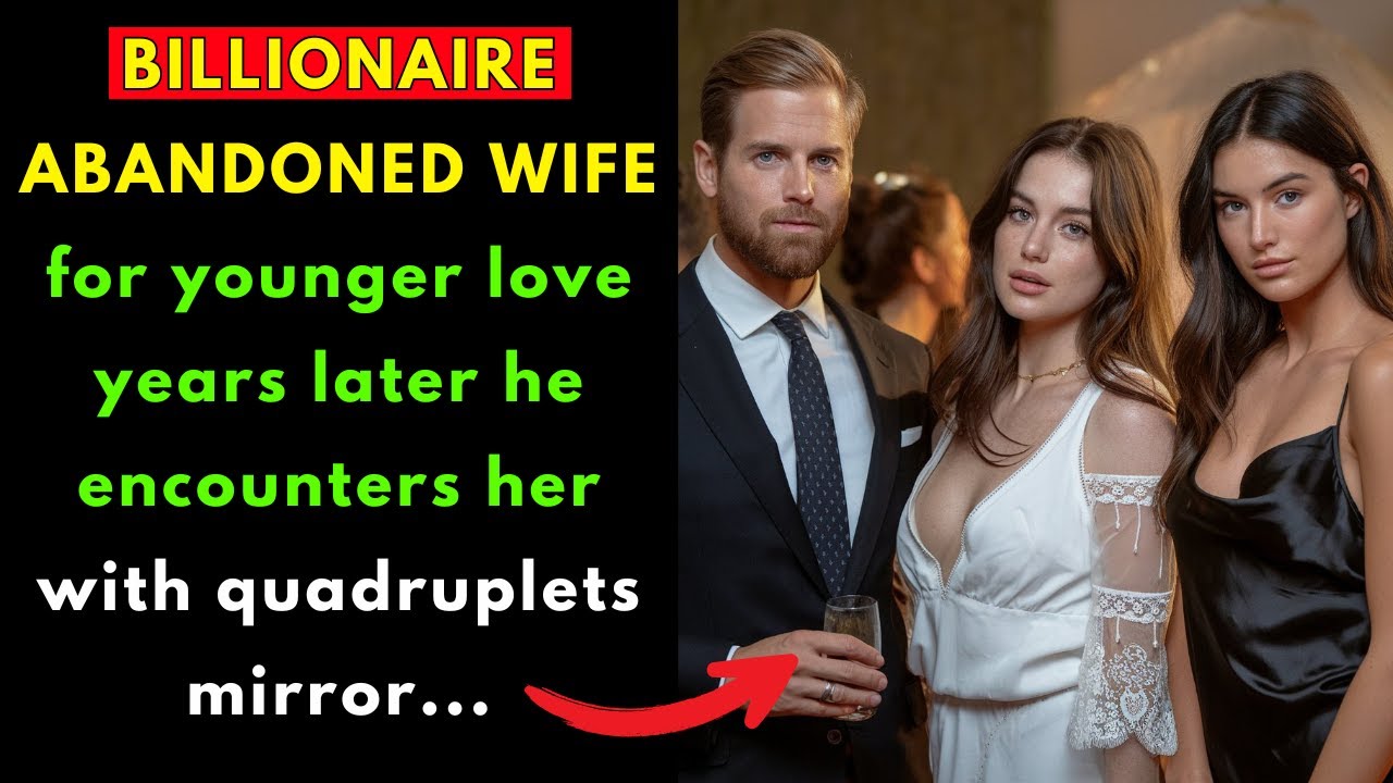 BILLIONAIRE ABANDONS WIFE FOR YOUNGER LOVE YEARS LATER HE ENCOUNTERS HER WITH QUADRUPLETS MIRROR...