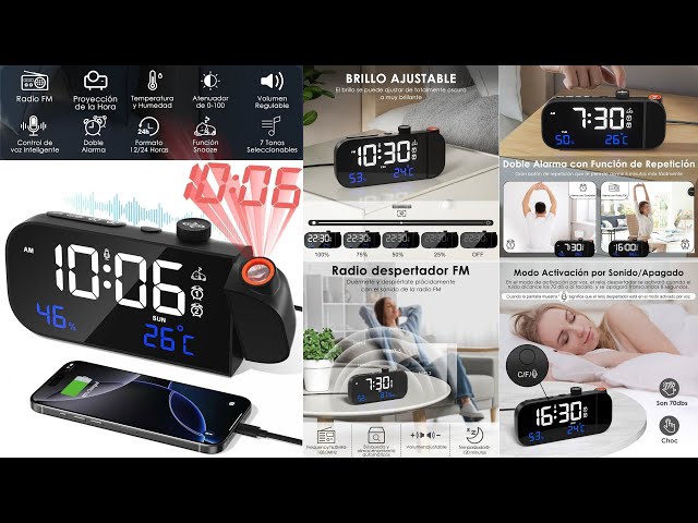 Vídeo relacionado con MOSUO Radio Reloj Despertador Digital con Proyector, Temperatura,Humedad