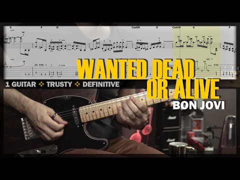 Wanted Dead or Alive | Guitar Cover Tab | Guitar Solo Lesson | Backing Track with Vocals 🎸 BON JOVI