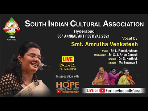 SICA Presents Vocal concert by Smt Amrutha Venkatesh on 9-11-21 from 6PM || 63rd AAF 2021 @HOPEADTV
