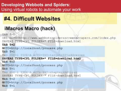 O'Reilly Webcast: Developing Webbots and Spiders: Using virtual robots to automate your work