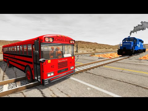Trains vs Lava Crosses Road and Double Rails