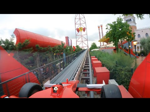 Red Force TALLEST & FASTEST Roller Coaster in EUROPE 4K POV! | Ferrari Land Spain [No Copyright]