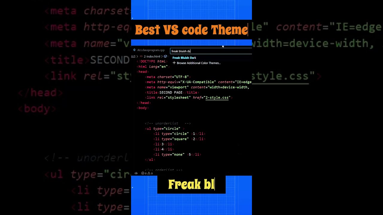 BEST VS CODE THEME 😍😍|| #shorts #youtubeshorts #coding #vscode
