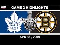 NHL Highlights | Maple Leafs vs Bruins, Game 2 – Apr 13, 2019