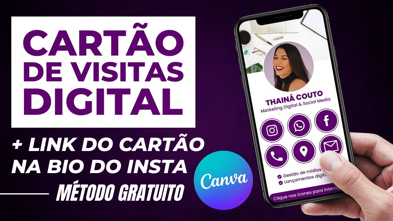 COMO FAZER CARTÃO DE VISITAS DIGITAL + LINK DO CARTÃO DIGITAL NA BIO 🔥[Atualizado 2023] | Canva