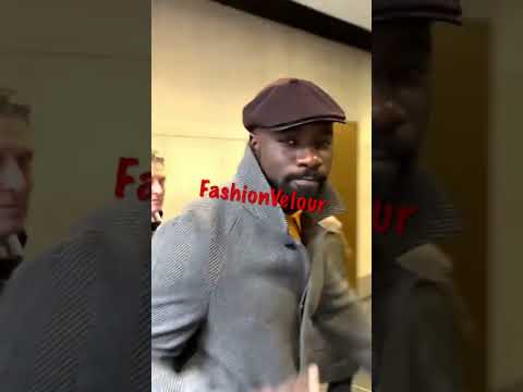 Actor Mike Colter seen in gray coat, jeans and hat in nyc #exclusive #fashion #shorts #entertainment