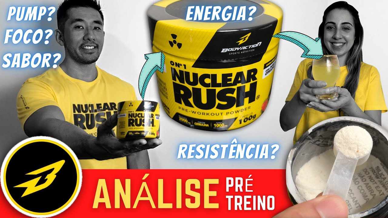 Miniatura da avaliação em vídeo de Pré-Treino Nuclear Rush Bodyaction 100g Limão