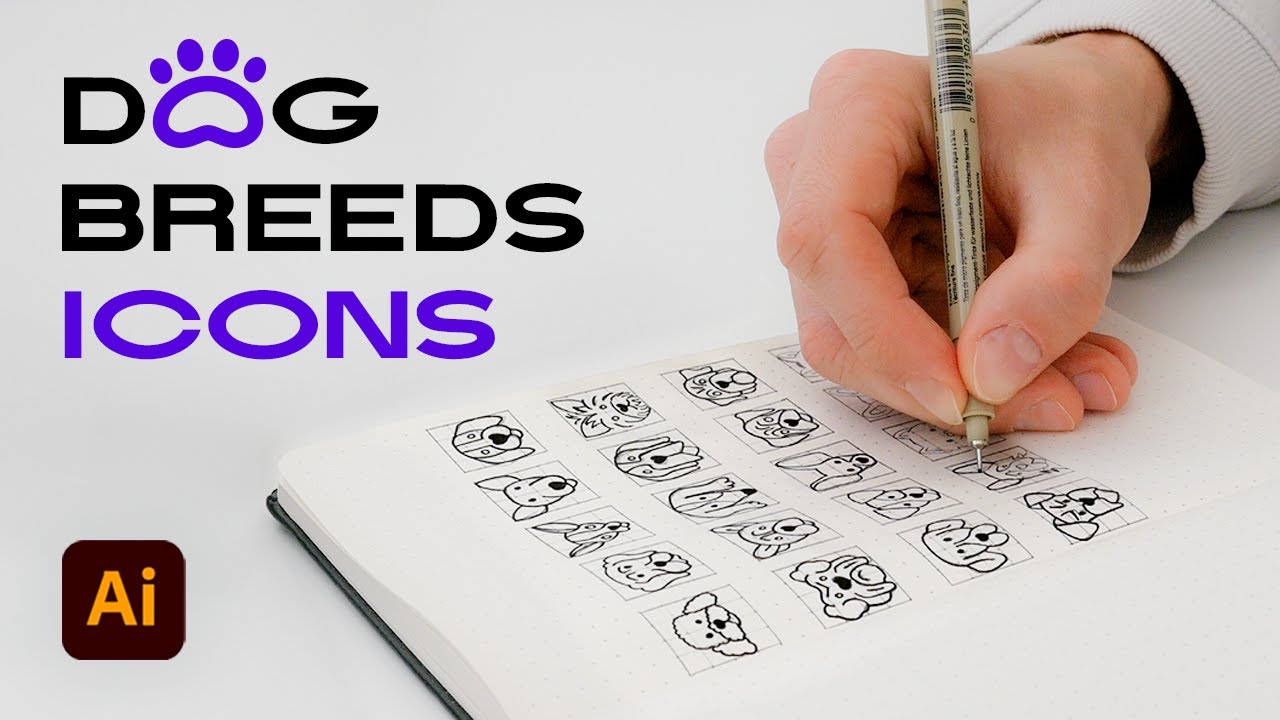 How to Design Icons in Illustrator from Start to Finish | Dog Breeds Icon Design Process