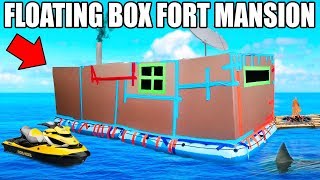 24 HOUR BOX FORT BOAT MANSION CHALLENGE!! 📦💧SEADOO, GAMING ROOM, FIREPLACE &amp; MORE!